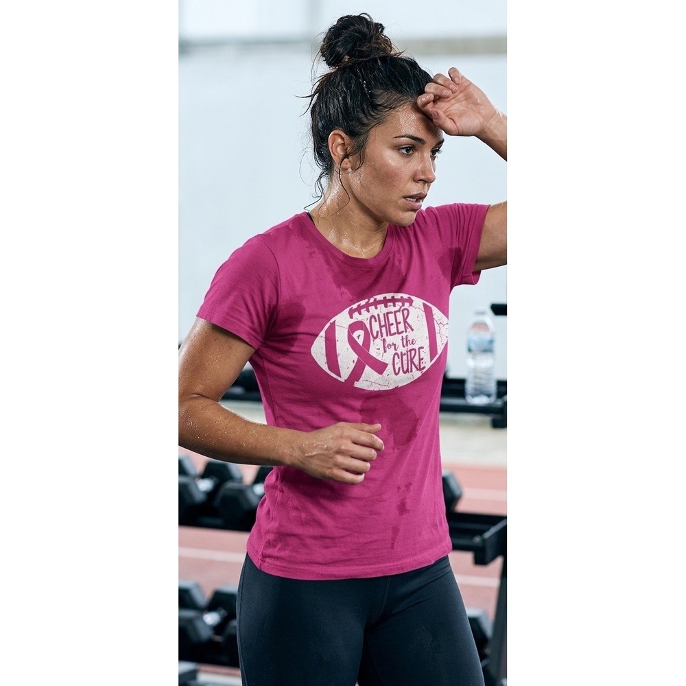 Gildan DryBlend Cheer for the Cure Pink Jersey Men's T-Shirt‎ Size M